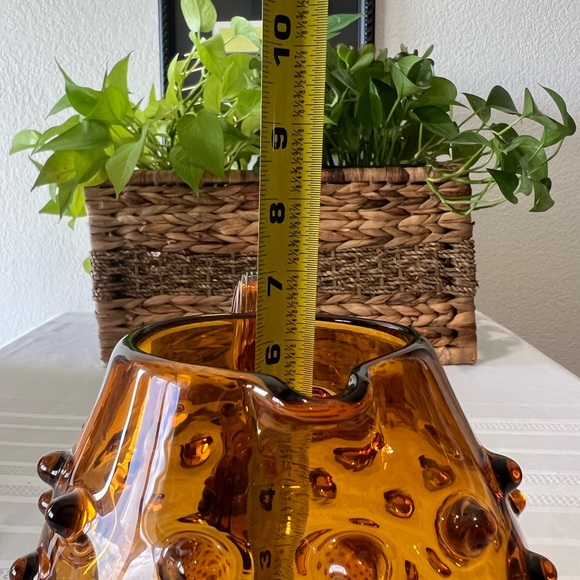 MCM Fenton Hobnail Amber Glass Pitcher Hand Blown and Formed with Ground Pontils - Picture 11 of 11